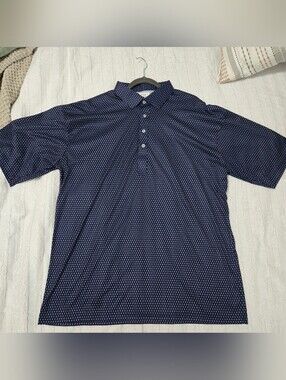 Collars & Co. - Navy Diamond Pattern Short Sleeve Polo